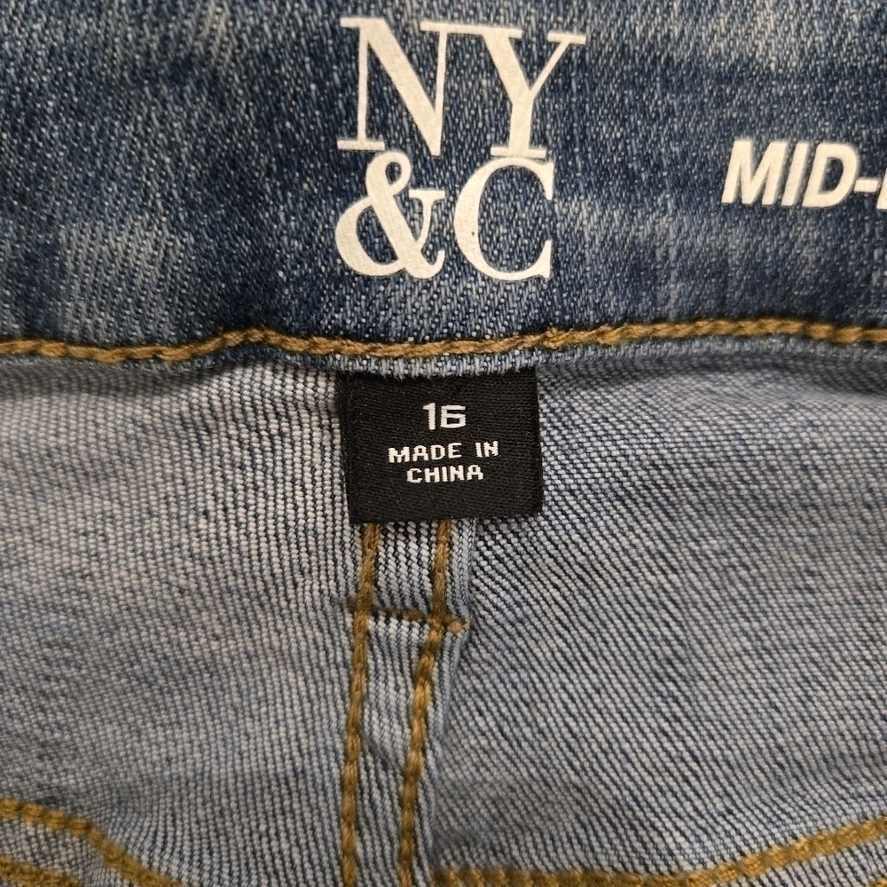 NY&C Size 16 Mid-Rise Super Skinny Jeans Medium Wash - Picture 13 of 14